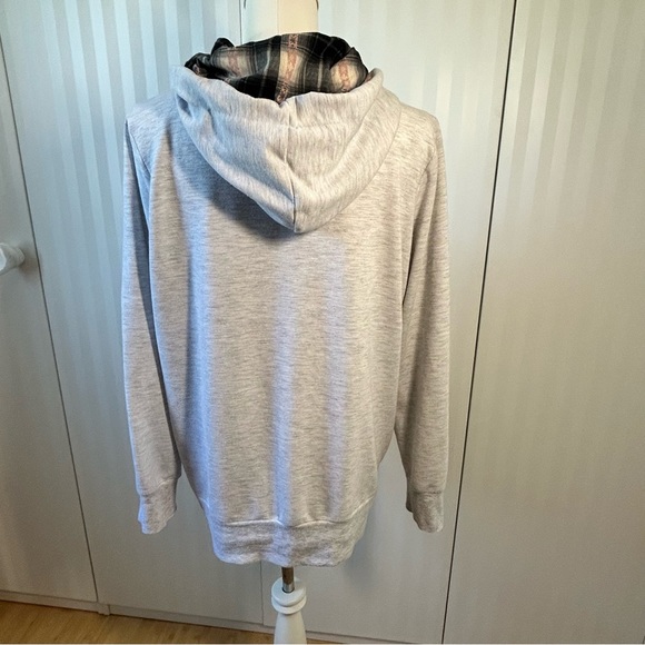 Maurices gray hoodie side zips checked hood lining Size L - Picture 4 of 8